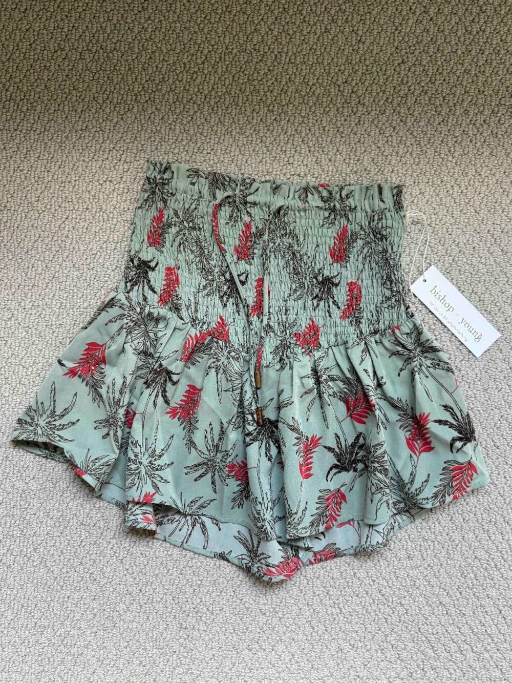 Bishop + Young Smocked Waist Flutter Shorts, NWT